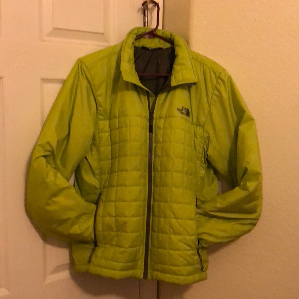 Lime green north face jacket